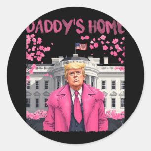Pegatina Redonda El presidente Trump vuelve a casa de papá
