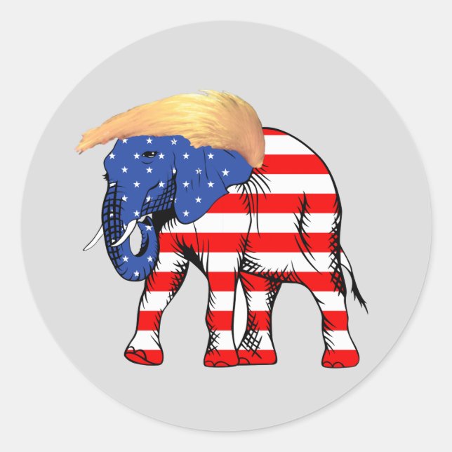 Pegatina Redonda El presidente ZSSG, presidente de Trump, elefante  (Anverso)