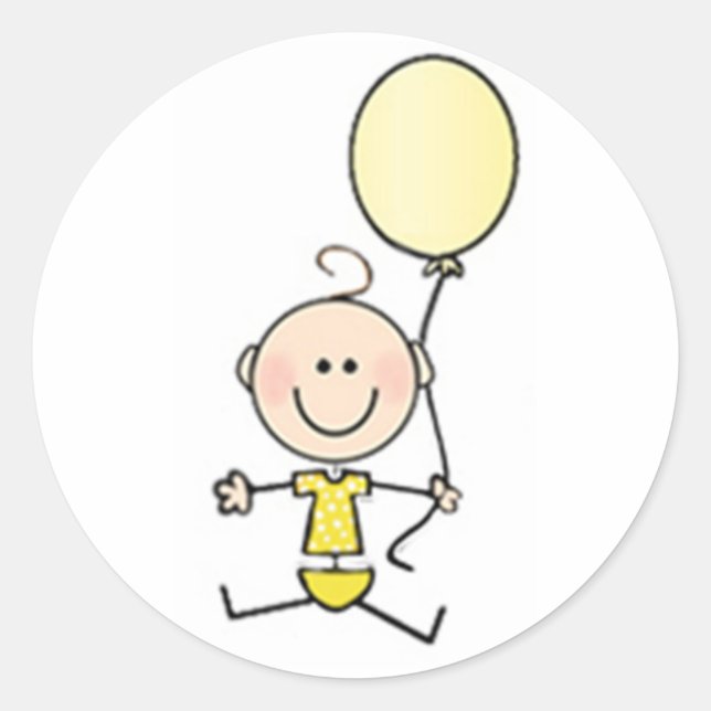 Pegatina Redonda El primer bebé personalizado (Anverso)