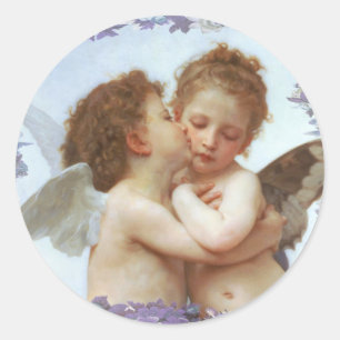 Pegatina Redonda EL PRIMER BESO, C.1873 William Bourgeau