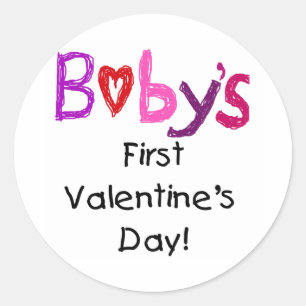 Pegatina Redonda El primer el día de San Valentín del bebé