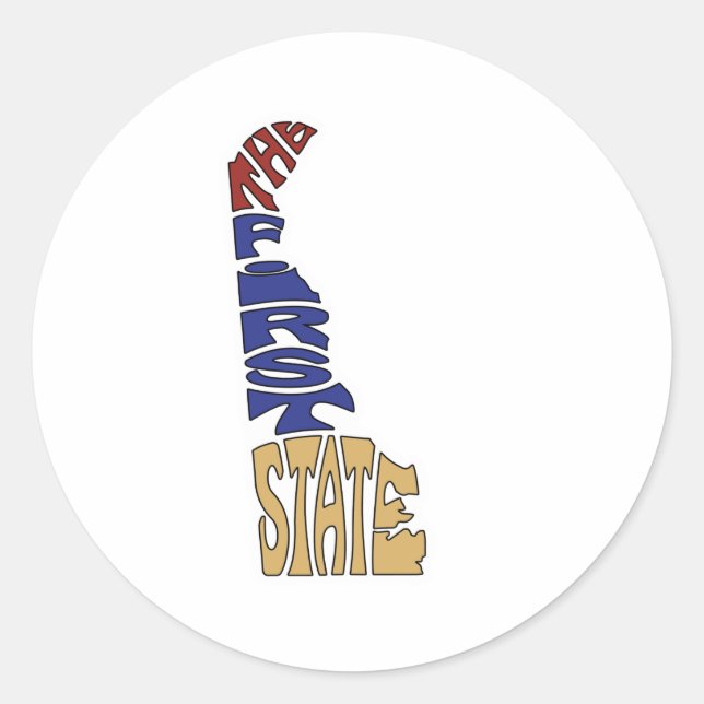 Pegatina Redonda El primer Estado - Delaware (Anverso)