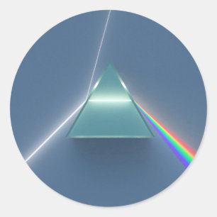Pegatina Redonda El prisma óptico que refrena y refleja la luz