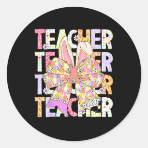 Pegatina Redonda El profesor Bunny Coquette Bow Pencil Bunny Easter