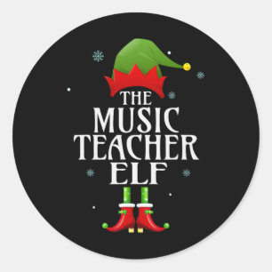 Pegatina Redonda El profesor de música Elf Xmas Matanza Grupo de la
