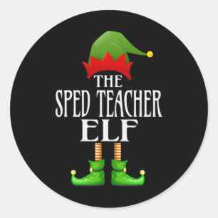 Pegatina Redonda El profesor Elf Xmas Divertida Familia Coincide co
