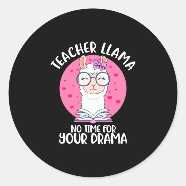 Pegatina Redonda El profesor Llama (Anverso)