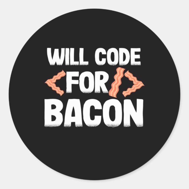 Pegatina Redonda El Programador Codificará El Bacon (Anverso)