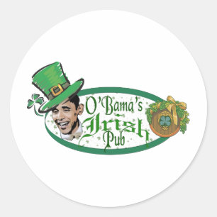 Pegatina Redonda El pub irlandés de Obama