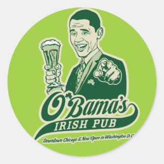 Pegatina Redonda El pub irlandés de Obama