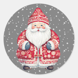 Pegatina Redonda El pueblo escandinavo Santa Claus