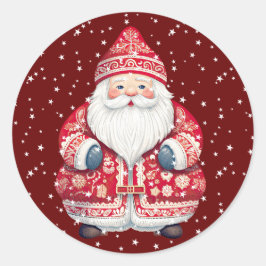 Pegatina Redonda El pueblo escandinavo Santa Claus