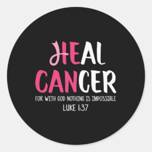 Pegatina Redonda Él puede curar el cáncer de mama Conciencia sobre 