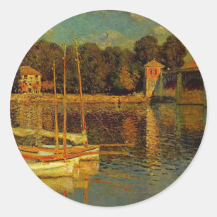 Pegatina Redonda El puente de Argenteuil por Claude Monet