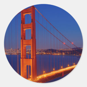 Pegatina Redonda El puente icónico con San Francisco