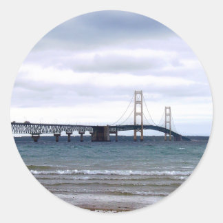 Pegatina Redonda El puente Mackinac