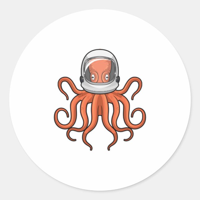 Pegatina Redonda El pulpo como astronauta (Anverso)