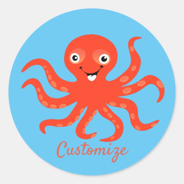 Pegatina Redonda El pulpo sonriente rojo agudo Thunder_Cove (Anverso)