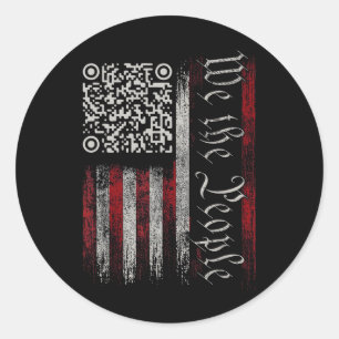 Pegatina Redonda El Qr de la bandera norteamericana retro vintage F
