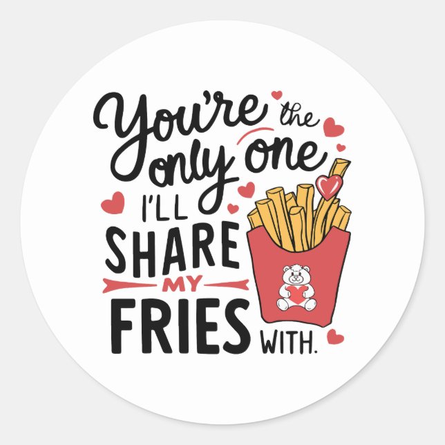 Pegatina Redonda El que voy a compartir mis papas con divertidos Sa (Anverso)