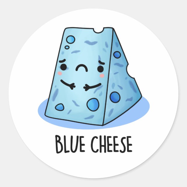 Pegatina Redonda El queso azul es gracioso, Sad Pun (Anverso)