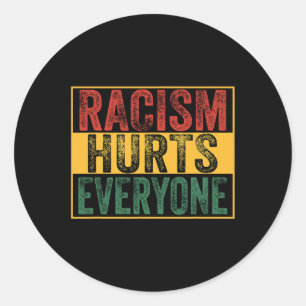 Pegatina Redonda El racismo daña a todos la historia negra retro vi