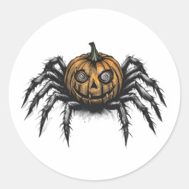 Pegatina Redonda El rastreador con cabeza de calabaza