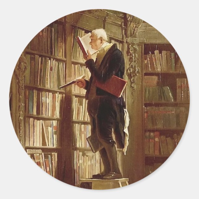 Pegatina Redonda El ratón de biblioteca (Anverso)