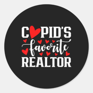 Pegatina Redonda El Realtor Favorito de Cupido Corazón Adorable Día