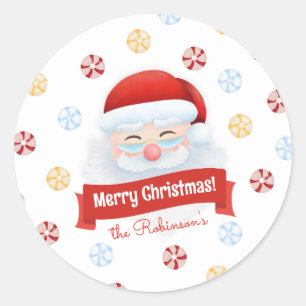 Pegatina Redonda El regalo de los Navidades de Papá Noel Rojo