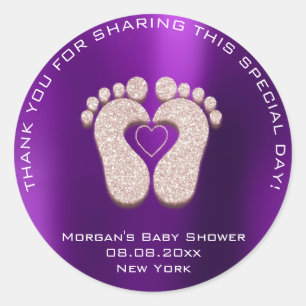 Pegatina Redonda El regalo del favor de Baby Shower de los pies del