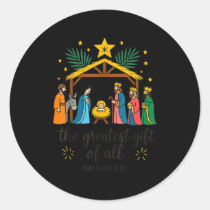 Pegatina Redonda El regalo más grande para todo el nacimiento de Je