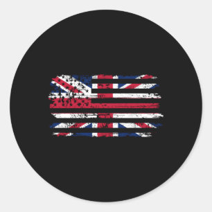 Pegatina Redonda El Reino Unido Y La Bandera Estadounidense Herenci