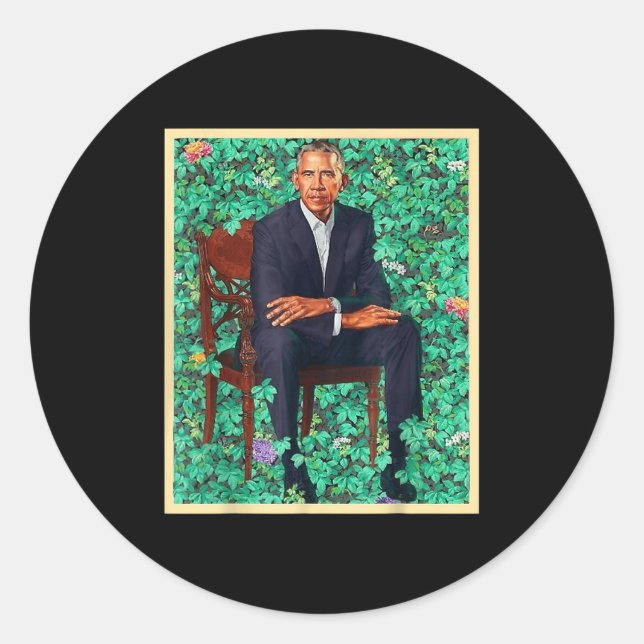 Pegatina Redonda El retrato del presidente Barack Obama 2028 (Anverso)