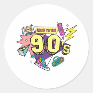 Pegatina Redonda El retro audaz de vuelta al arte de los años 90