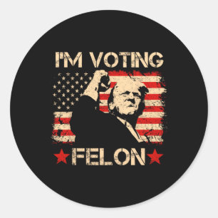 Pegatina Redonda El retro de la bandera de Trump 2024 que voy a vot