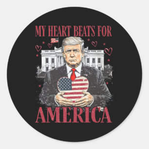 Pegatina Redonda El retro de Trump es mi valor de San Valentín en l