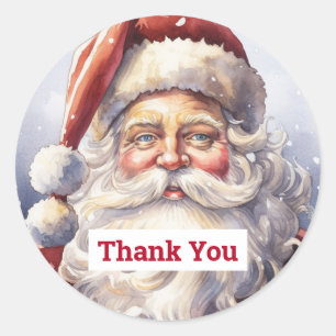 Pegatina Redonda El retro Santa Claus en un Gorra rojo Navidades gr