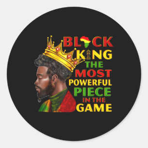 Pegatina Redonda El Rey Negro La Pieza Más Poderosa Del Juego Para