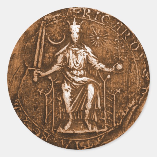 Pegatina Redonda El Rey Richard I, El Corazón de León (Anverso)