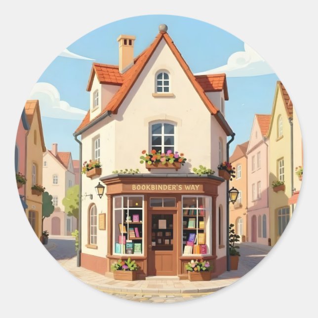 Pegatina Redonda El rincón de lectura -  (Anverso)