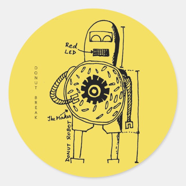 Pegatina Redonda El robot donut (Anverso)