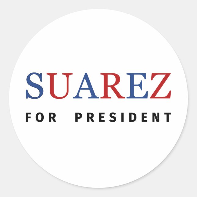 Pegatina Redonda El Rojo Azul Moderno Francisco Suárez para Preside (Anverso)