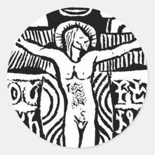 Pegatina Redonda El rollo de crucifijo de Paul Gauguin