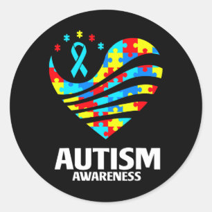 Pegatina Redonda El rompecabezas de la conciencia sobre el autismo