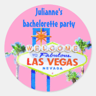 Pegatina Redonda El rosa de la Bachelorette de Las Vegas