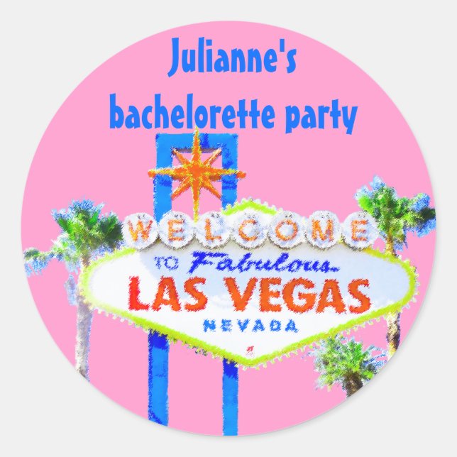 Pegatina Redonda El rosa de la Bachelorette de Las Vegas (Anverso)