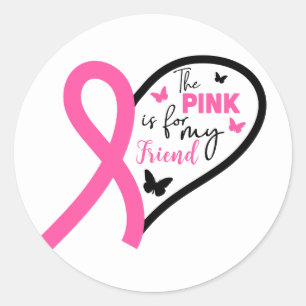 Pegatina Redonda El rosa es para la conciencia del cáncer de mama d