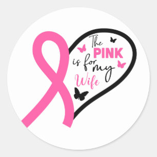 Pegatina Redonda El rosa es para la conciencia del cáncer de mama d