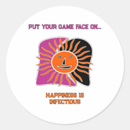 Pegatina Redonda El rostro sonriente del sol